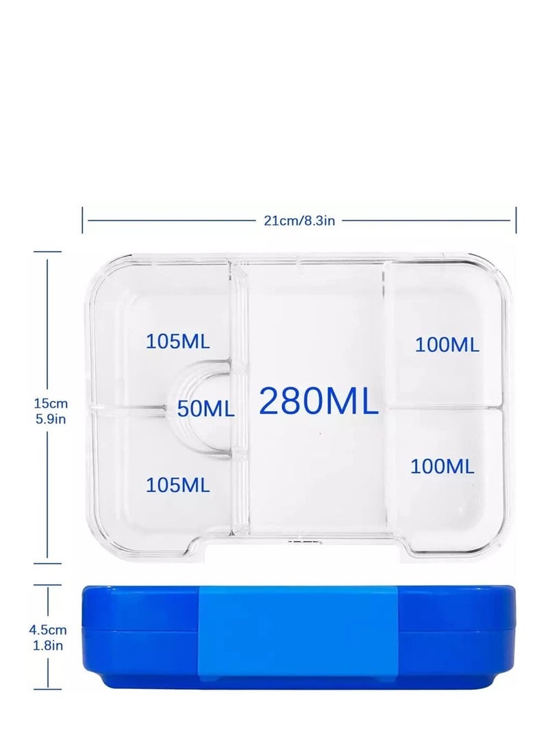 Arabest - Bento Box 4/6 Compartments,BPA Free Kids Bento Box Toddler Lunch Box ,Ideal for Portioning Leakproof Toddler Bento Box Suitable for Children 3-7 Years,Blue - Image 1