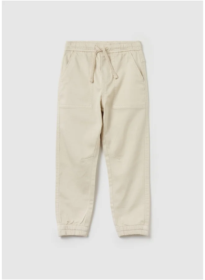 او في اس Stretch cotton joggers with drawstring
