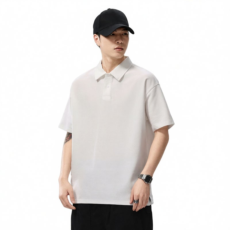 Men's Plus Size Summer Short Sleeve Polo Shirt Casual Loose Fit Turn Collar Top - Image 1