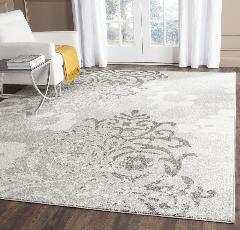 Safavieh SAFAVIEH Area Rug 8x10  Adirondack Collection  Large  Silver  Ivory Floral Glam Damask Design NonShedding  Easy Cleaning Ideal for Living Room Bedroom Office Dining Space ADR114B 