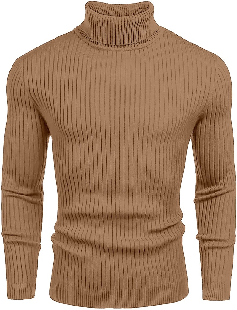 NORTHWIND Men's High Turtle Neck Cotton T-Shirt (N Gold, Small), Slim Fit - Image 1