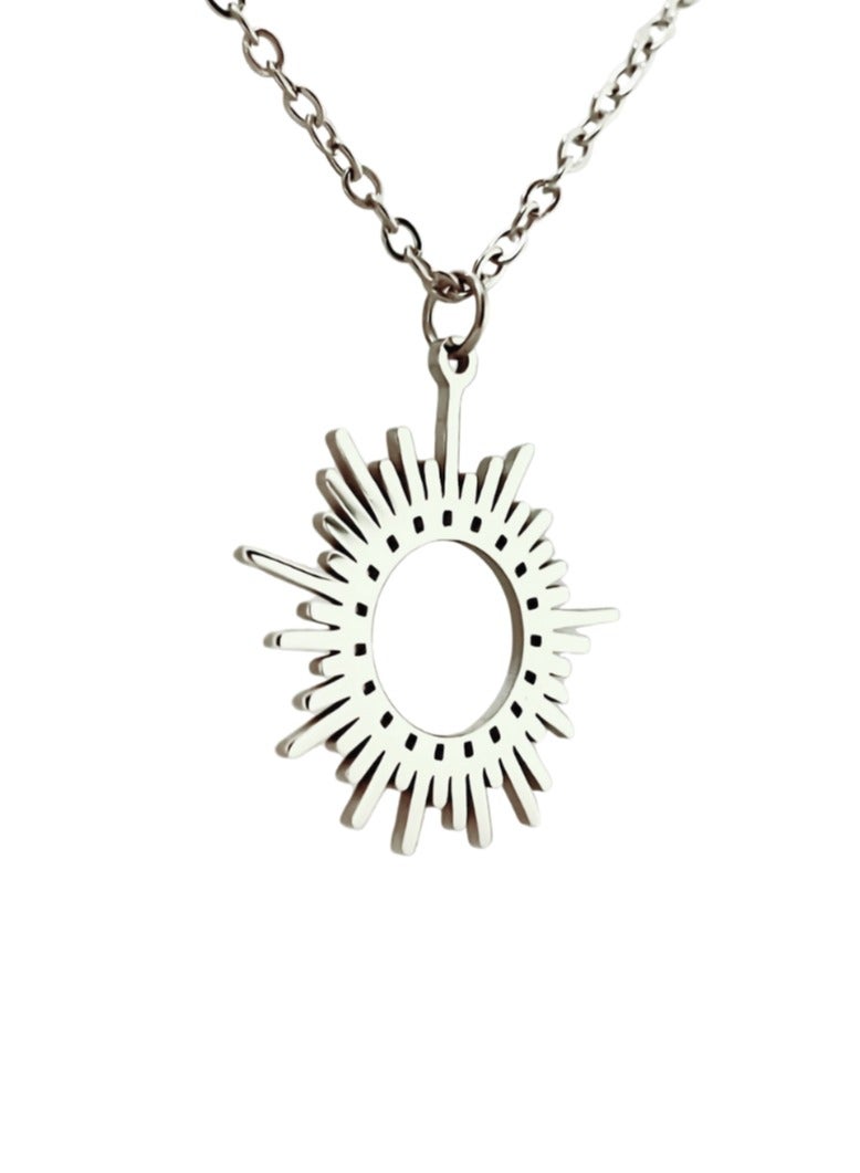 Clé de Lune Empty Sun Pendant Necklace- Silver - Image 1