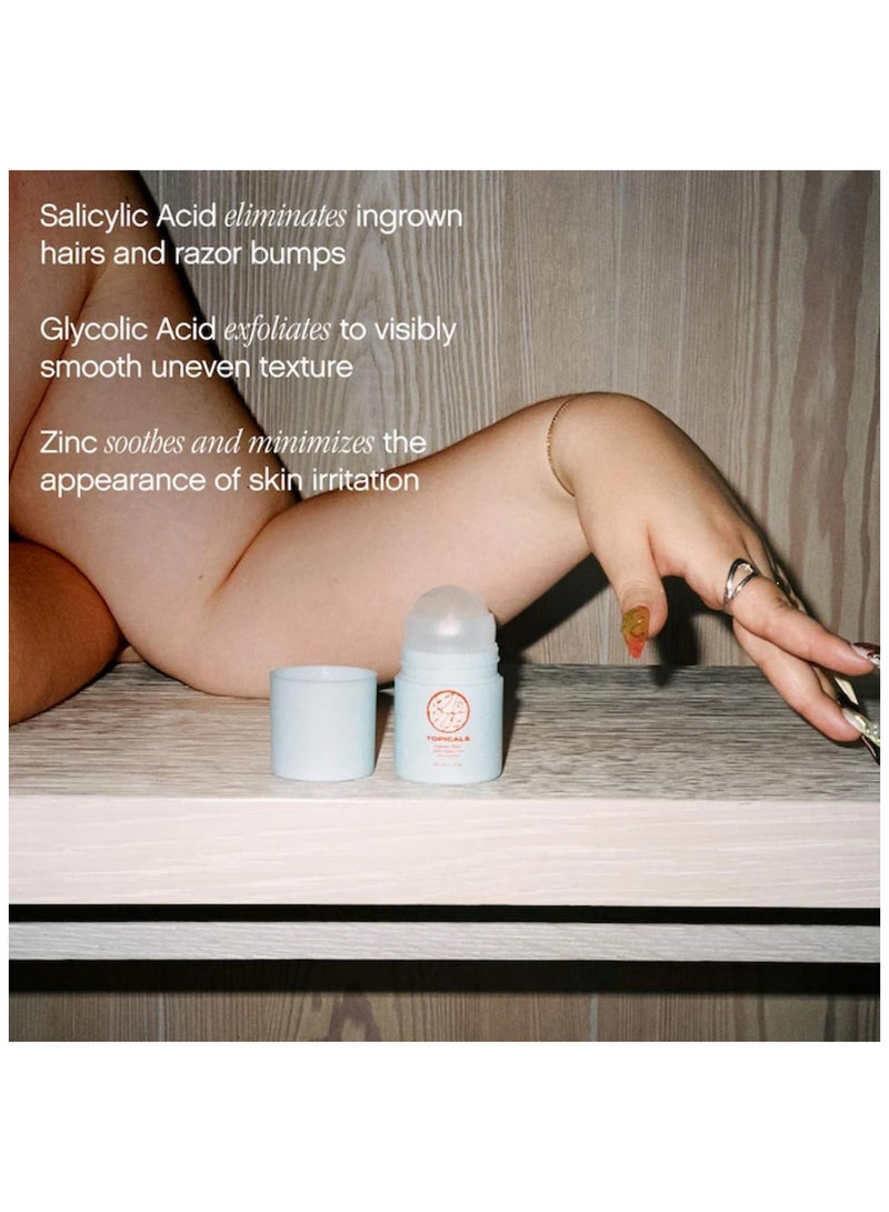 TOPICALS High Roller Ingrown Hair Serum | Roll-on Tonic to Soothe and Calm Irritated Skin on Face, Armpits and Bikini Areas | Contains Salicylic and Glycolic Acid | Vegan and Cruelty-Free - Image 3