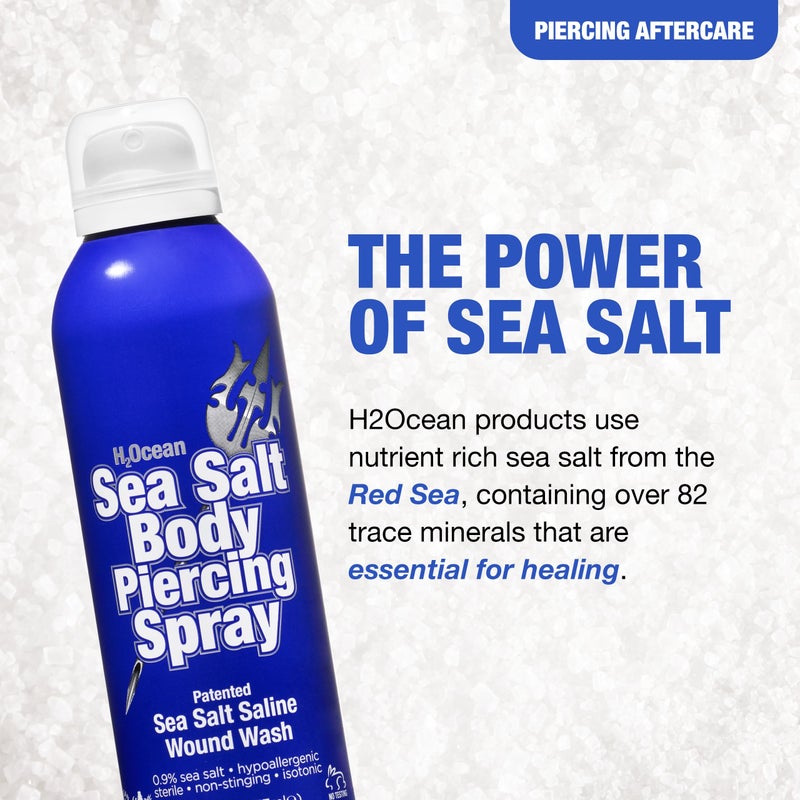 H2Ocean Sea Salt Body Piercing Spray - Saline Piercing Spray for Piercings & Body Modifications - Drug-, Preservative- & GMO-Free Vegan Piercing Aftercare - 6 oz - Image 3