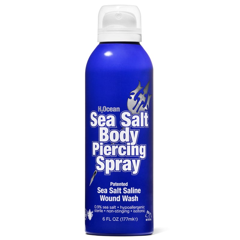 H2Ocean Sea Salt Body Piercing Spray - Saline Piercing Spray for Piercings & Body Modifications - Drug-, Preservative- & GMO-Free Vegan Piercing Aftercare - 6 oz - Image 1