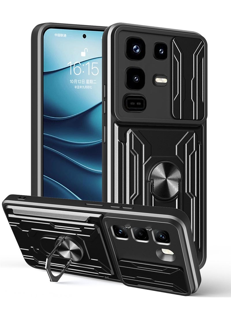 لحالة Infinix ملاحظة 50 S, حامل البطاقة وغطاء عدسة الكاميرا الشريحة, حامل الحلقة المغناطيسية الركض حالة الهاتف الوقائي لحالة Infinix ملاحظة 50 S, أسود - Image 1