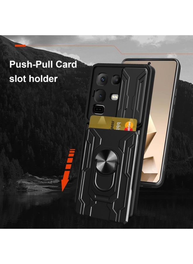 لحالة Infinix ملاحظة 50 S, حامل البطاقة وغطاء عدسة الكاميرا الشريحة, حامل الحلقة المغناطيسية الركض حالة الهاتف الوقائي لحالة Infinix ملاحظة 50 S, أسود - Image 4