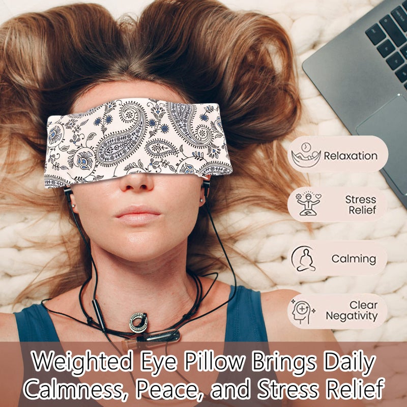 Hihealer Lavender Eye Mask for Sleeping - Weighted Eye Pillow Heated for Headache, Sinus, Dry Eyes Relief, Moist Heat Eye Compress for Yoga, Meditation - Relaxation Gifts for Women - Image 4