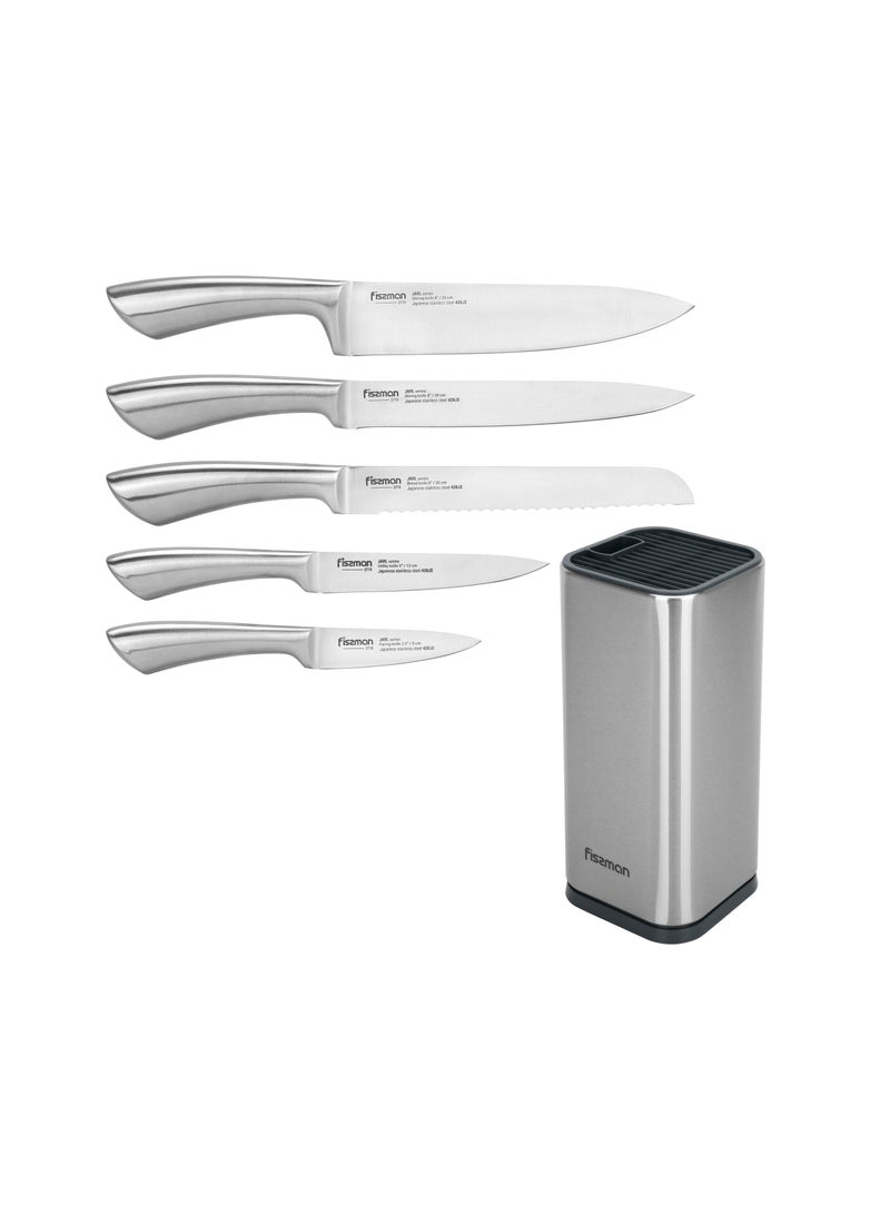 Fissman 6-Piece Knife Set Jarl with Metal Block 420J2 Steel - Image 3