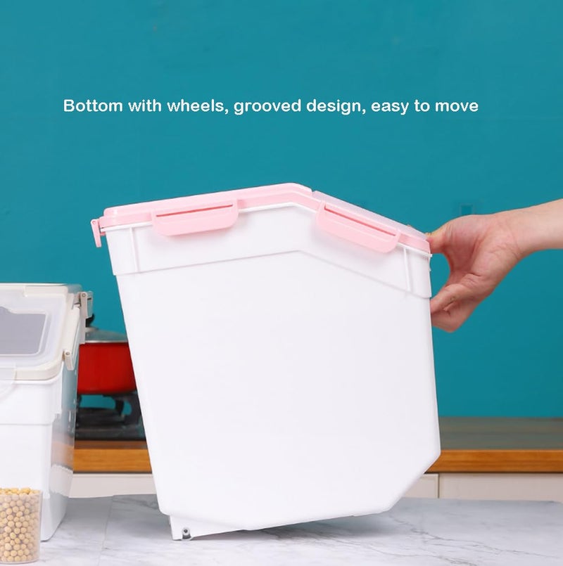 Begino Large Flour Storage Container Bin 25lb, 2Pack Airtight Rice Storage Containers with Wheels Seal Locking Lid, BPA Free with Measuring Cup&Scoop for Flour, Rice, Grain(Gray) - Image 5