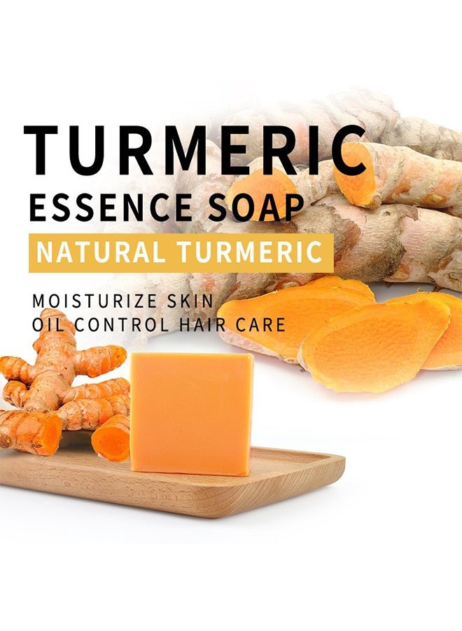 EELHOE Turmeric Plant Essential Oil Soap, Moisturizing Turmeric Soap For Face And Body, Soft And Smoother Skin Reduce Pigmentation, Multiple Parts Can Be Used 100G - Image 3
