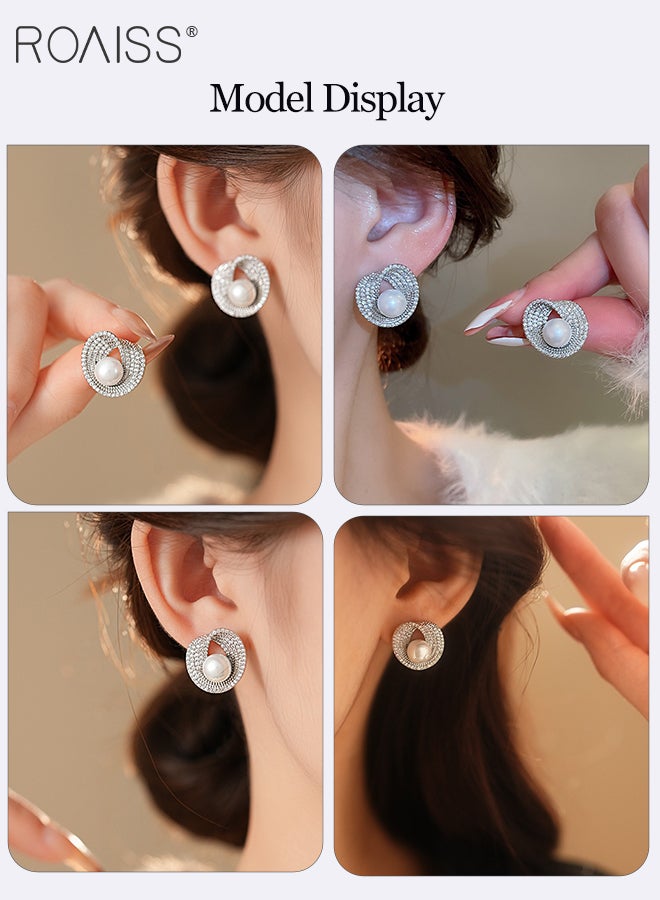 رويس مجموعة مجوهرات مكونة من 3 قطع من عقد اللؤلؤ والأقراط للنساء، عقد عتيق مزدوج الطبقات من الخرز، أقراط غير منتظمة الشكل، بسيطة ومتعددة الاستخدامات، أنيقة وعصرية - Image 3