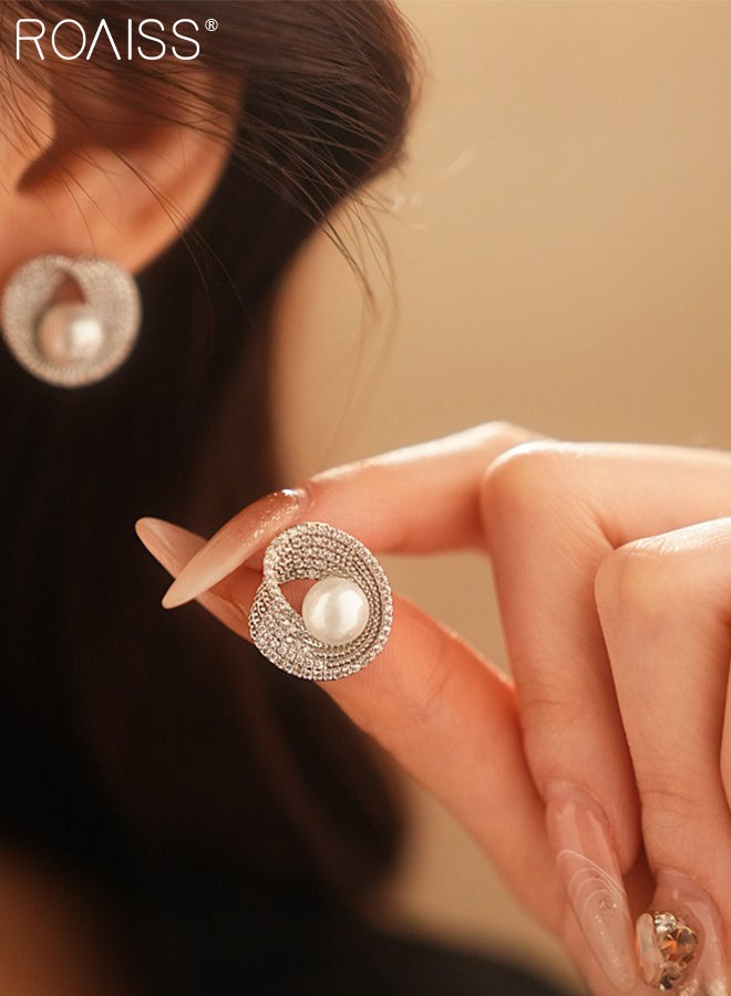 رويس مجموعة مجوهرات مكونة من 3 قطع من عقد اللؤلؤ والأقراط للنساء، عقد عتيق مزدوج الطبقات من الخرز، أقراط غير منتظمة الشكل، بسيطة ومتعددة الاستخدامات، أنيقة وعصرية - Image 4