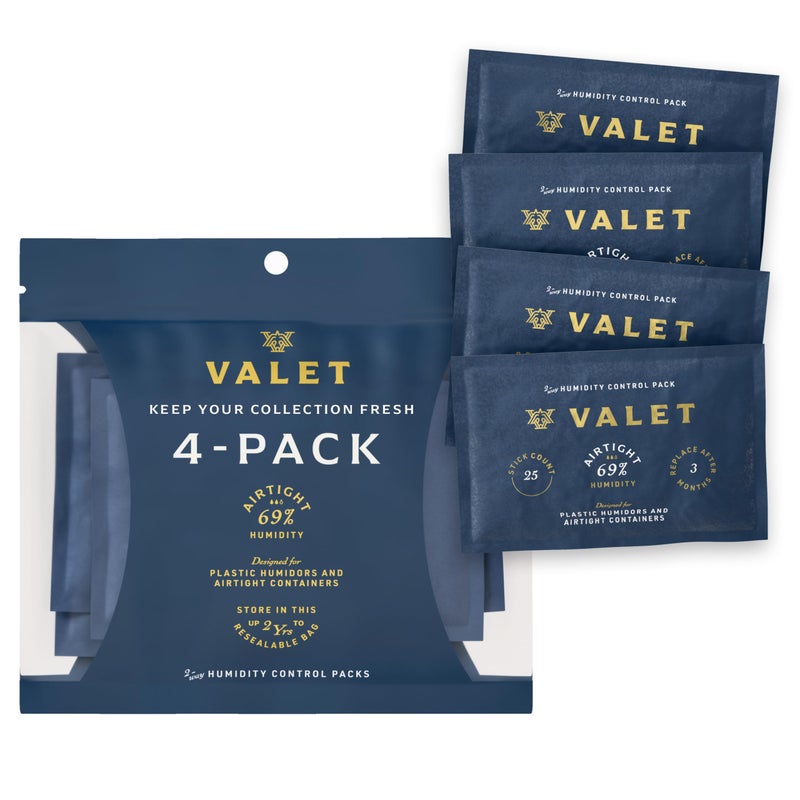 Valet 69% Two-Way Humidity Packs for Plastic Containers, 4-Pack, 60g Each, Prevents Leaks and Controls Moisture with Natural Craft Paper Design, Resealable Bag - Image 1