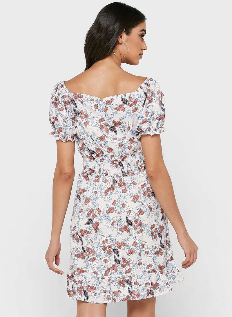 ELLA Printed Puff Sleeve Dress