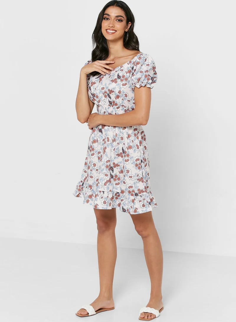 ELLA Printed Puff Sleeve Dress