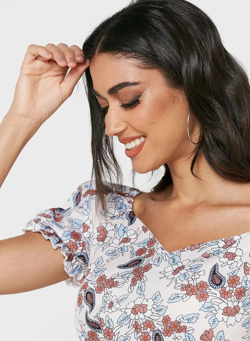 ELLA Printed Puff Sleeve Dress