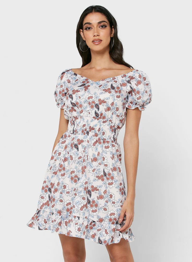 ELLA Printed Puff Sleeve Dress