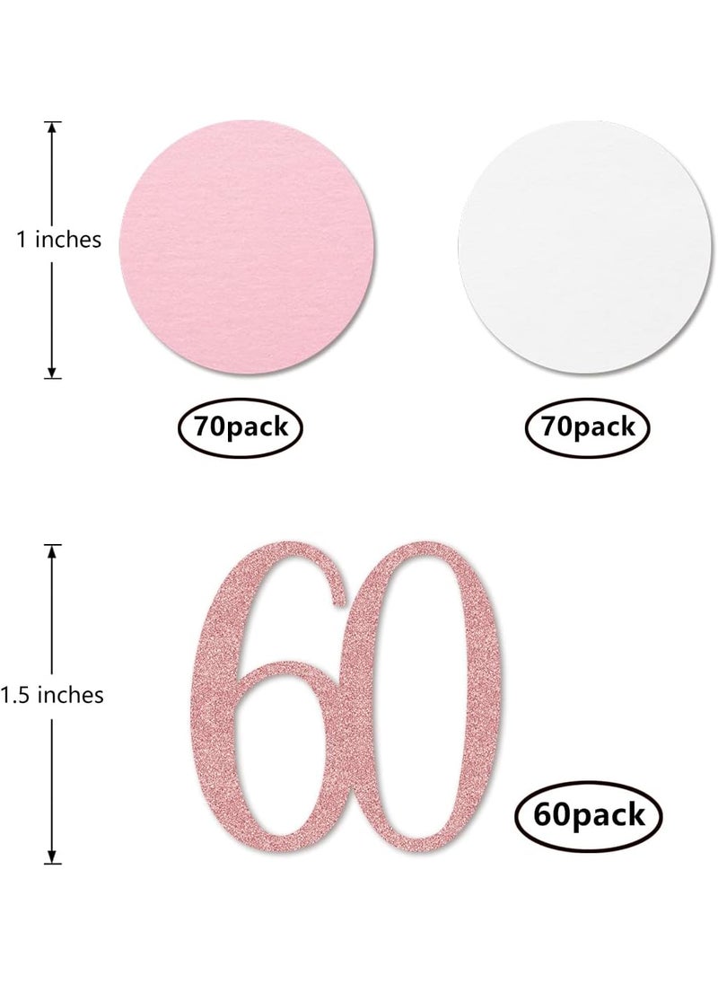 MAGJUCHE Rose Gold 60 Confetti 60th Glitter Birthday Number Confetti 200pcs Anniversary Party Table Decoration Supplies  - Image 2