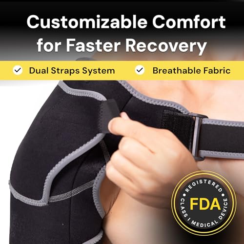 BraceUP Shoulder Brace with Adjustable Support and Ice Pad Pocket for Pain Relief, Rotator Cuff Recovery, and Injury Prevention - Ideal for Men and Women, One Size Fits Most - Image 3