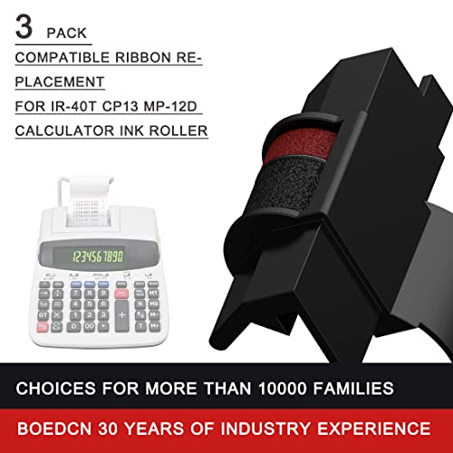 BOEDCN 3 Pack Compatible Calculator Ribbon Replacement for Casio hr-100tm Ink IR-40T Calculator Ink Roller Compatible with Casio HR-100TM HR-170RC Canon P23-dhv CP13 Sharp EL-1801V, Individually Sealed, B/R - Image 2