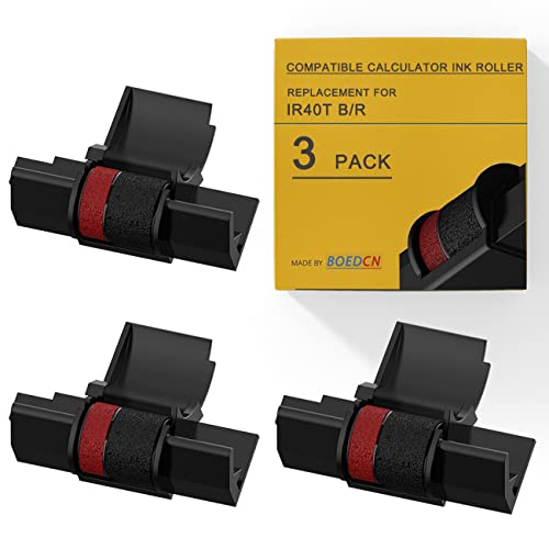 BOEDCN 3 Pack Compatible Calculator Ribbon Replacement for Casio hr-100tm Ink IR-40T Calculator Ink Roller Compatible with Casio HR-100TM HR-170RC Canon P23-dhv CP13 Sharp EL-1801V, Individually Sealed, B/R - Image 1