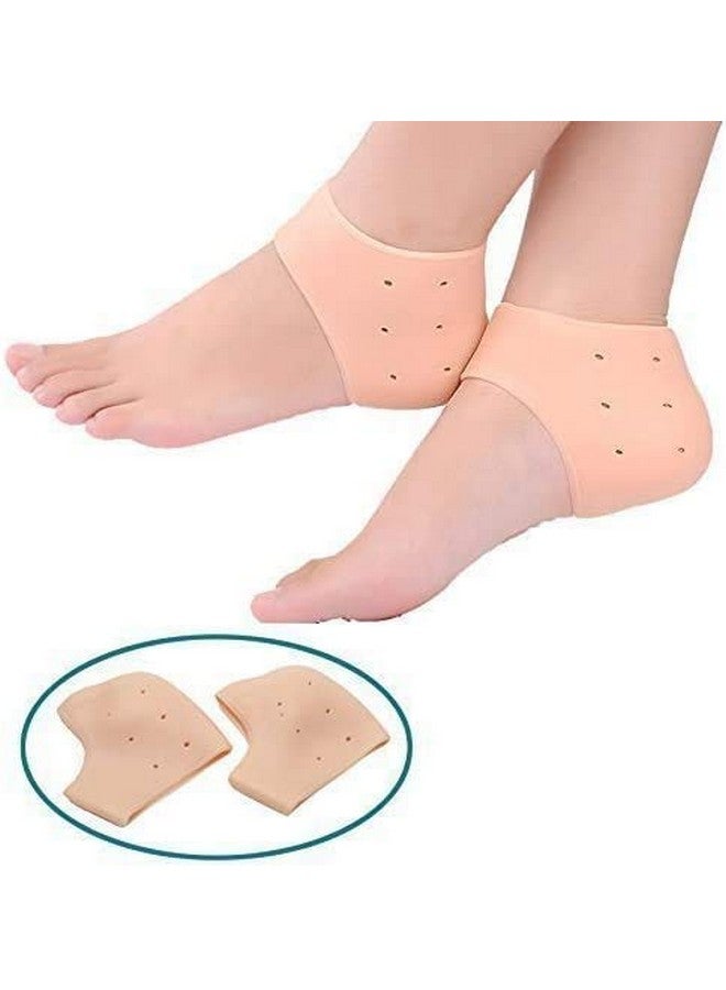 Honexa Anti Crack Silicon Gel Heel And Foot Protector Moisturizing Socks for Foot Care,Pain Relief, Free Size, Skin Color - Image 1