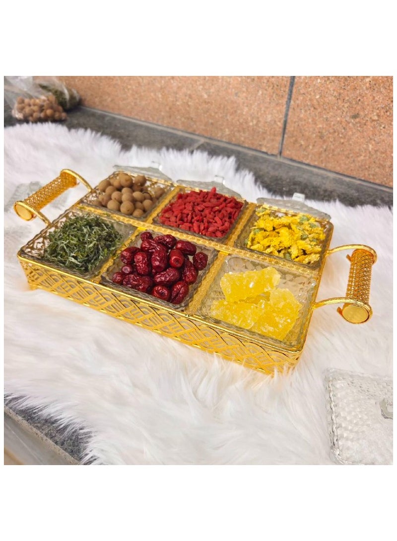 سبيس شوب طقم صواني فواكه مجففة خشبية من 4 قطع مع علبة مناديل - Image 5