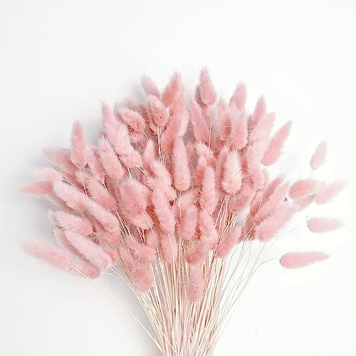 CKBT 120 PCS Pink Dried Pampas Grass Decor, 17-inch Pompas Floral, Dry Flowers for Decoration, Pampas Grass in Bulk Tall, Pink Bunny Tails Dried Flowers for Boho Wedding Decor - Image 4