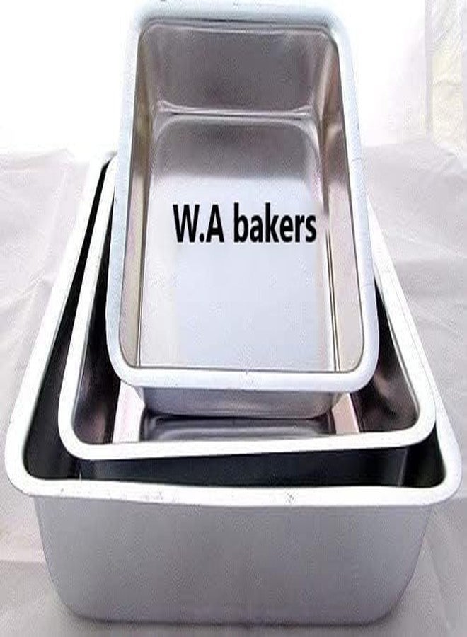 W.A Bakers Hard Anodized Aluminum Square Shape Cake Baking Mold Set of 3, (Silver) - Image 2