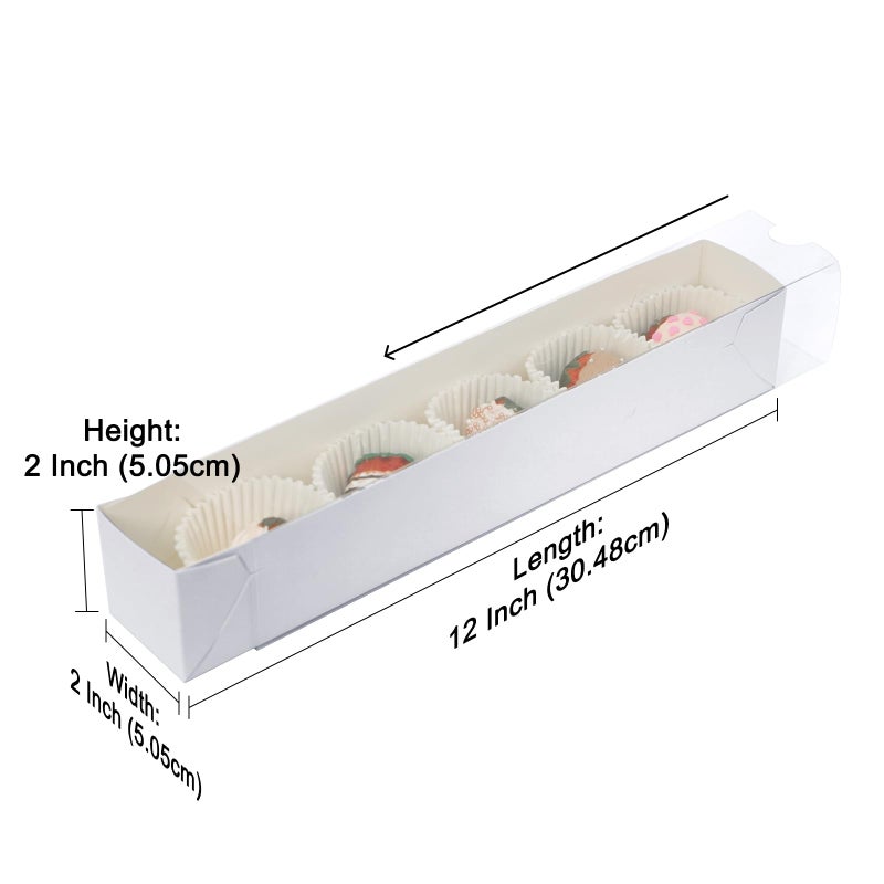XINHPKGG 20 Pcs Chocolate Covered Strawberries Boxes 12x2x2 Inch Bakery Boxes with Full Clear Window Drawer Macaron Box Cookie Box - Image 4