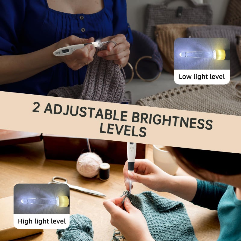 Jeciran 24 in 1 Light Up Crochet Hook Set,Lighted Crochet Hooks with Counter,Counting Crochet Hook for Stitch & Row Counter Micro Crochet Gifts with Case - Image 5