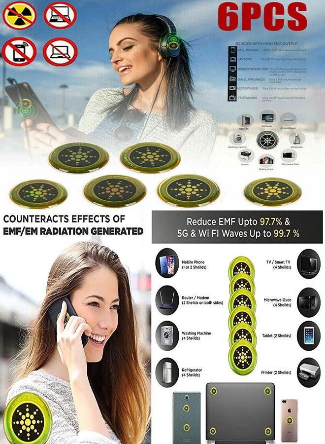 KASTWAVE Cell Phone 5G EMF Protection Stickers 6Pcs Anti 5G Radiation Shield Sticker Radiation Neutralizers 98% Effective Protector Smart Phones Laptops Tablets TV Monitors All Devices (Golden) - Image 2