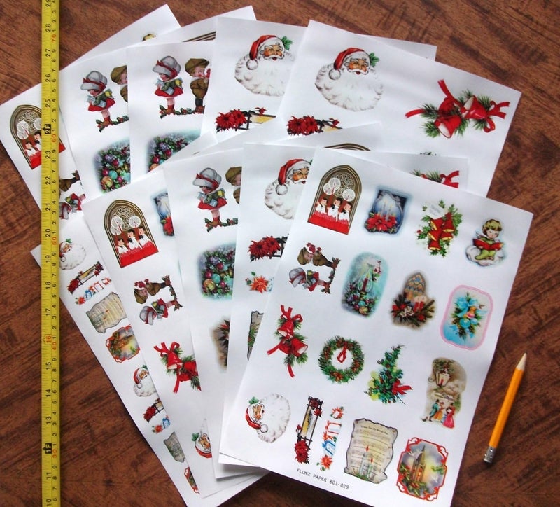 Flonz Decoupage Paper Pack (10sheets A4 / 8"x12") Vintage Christmas Santa Gift Tree Vintage Ephemera - Image 2