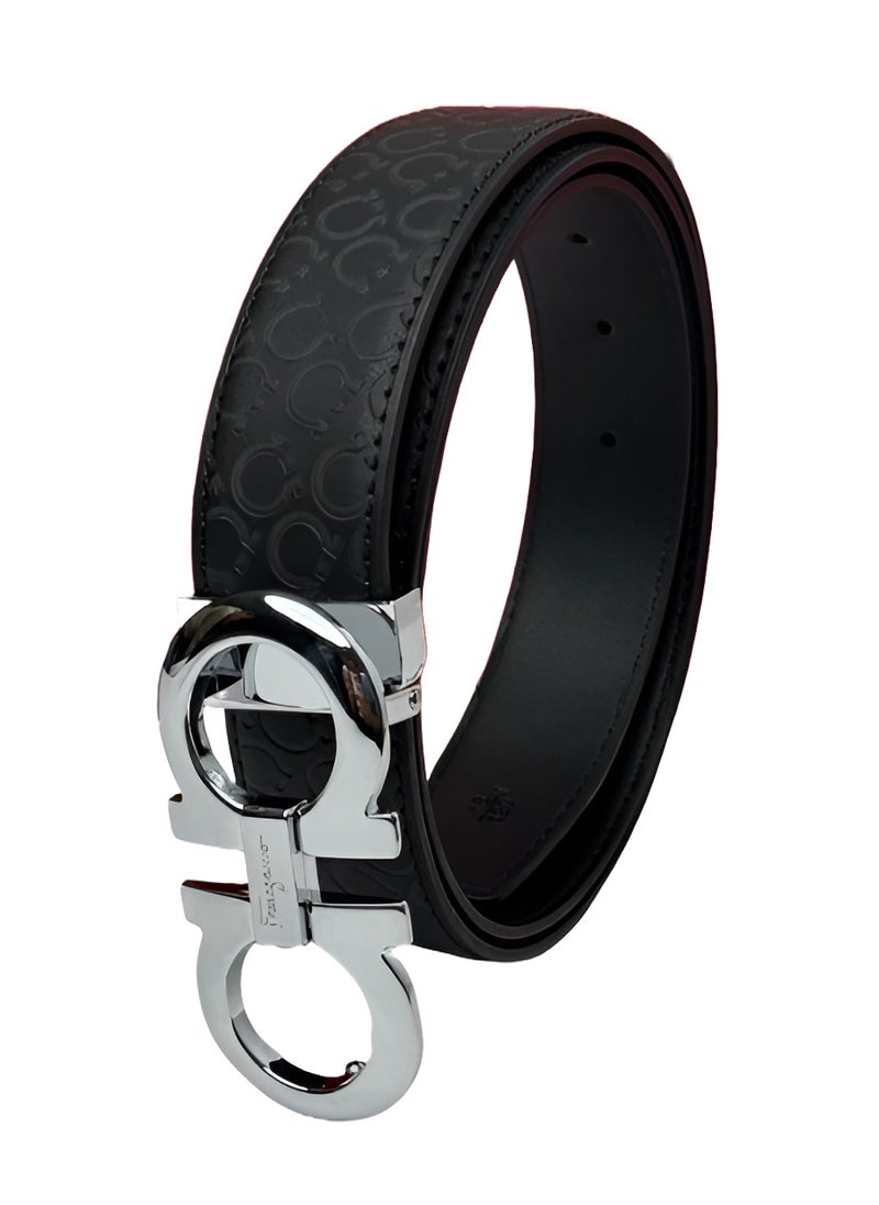 FERRAGAMO Salvatore Ferragamo Black Leather Belt For Men  - Image 4
