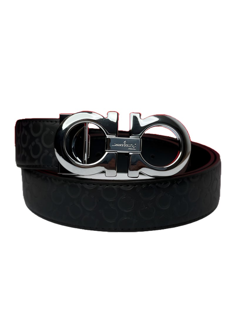 FERRAGAMO Salvatore Ferragamo Black Leather Belt For Men  - Image 3