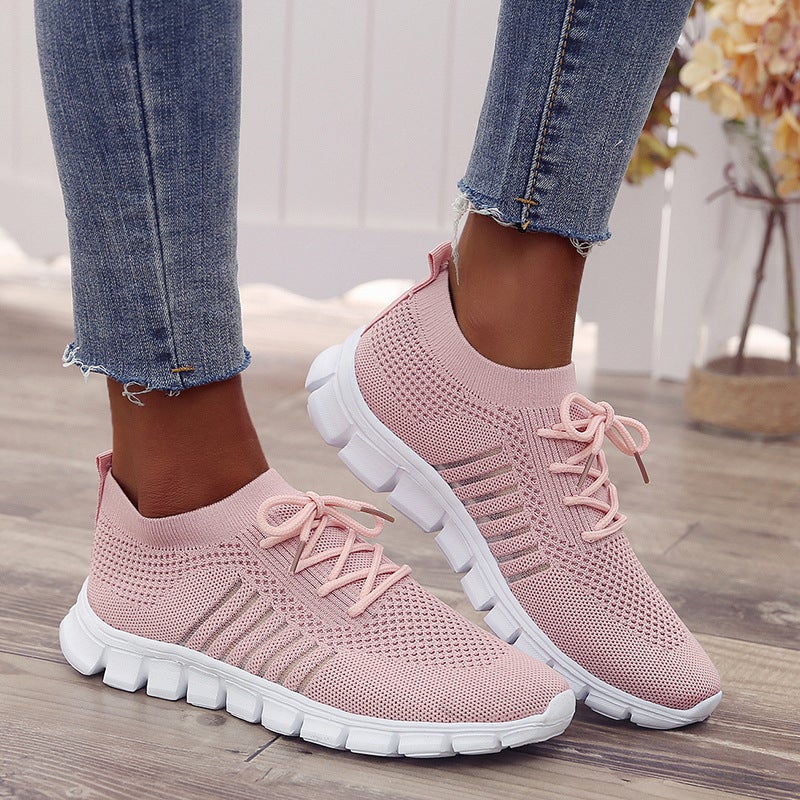 Women's Casual Slip-On Loafers, Breathable Knit Upper, Thick Sole - Image 2