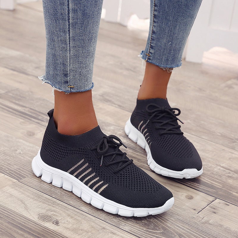 Women's Casual Slip-On Loafers, Breathable Knit Upper, Thick Sole - Image 4