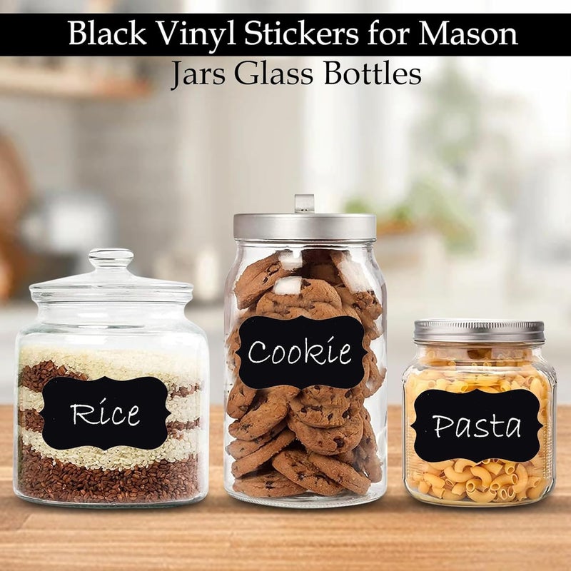 Fliptic Pack of 96 Reusable Waterproof Same Shapes Mason Jars Labels Kitchen Pantry Spice Jars Glass Bottles – Best Stickers & Organizing Label (White) - Image 2