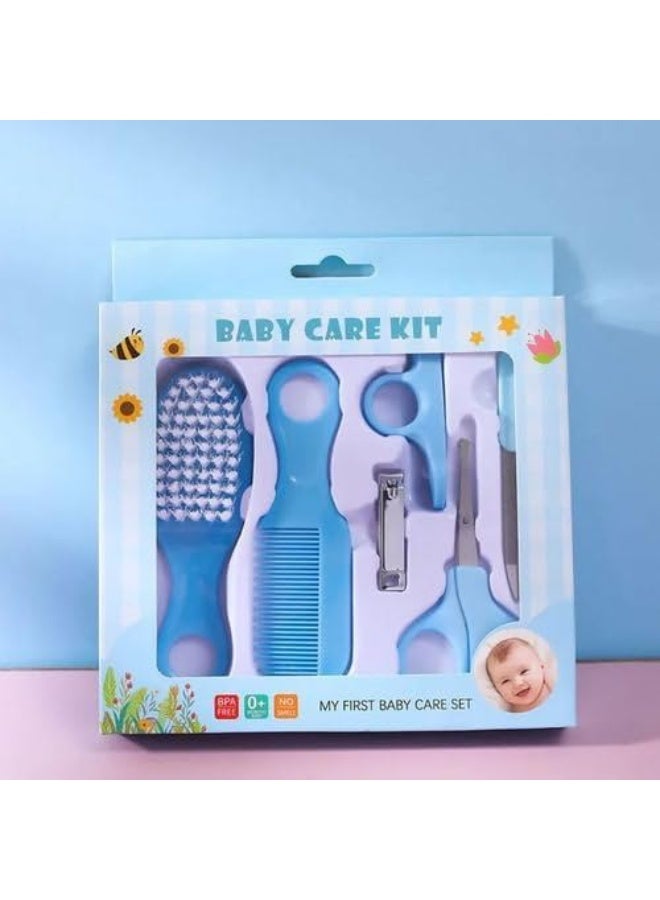 Baby Care Kit - 6 Pcs Infant Grooming Set | Hair Brush, Comb, Nail Clipper & Scissors | Newborn Essential - Image 1
