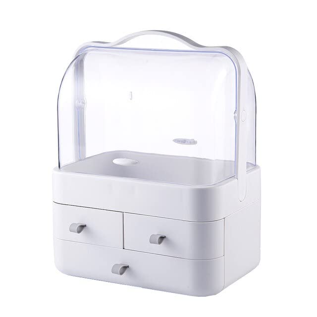Kriva Acrylic Makeup Cosmetic Storage Box  DustProof Desktop makeup Organizer with 3 drawer For BathroomBedroomDressing TableLipstick Skincare Holder Great for Countertop1pcs - Image 1