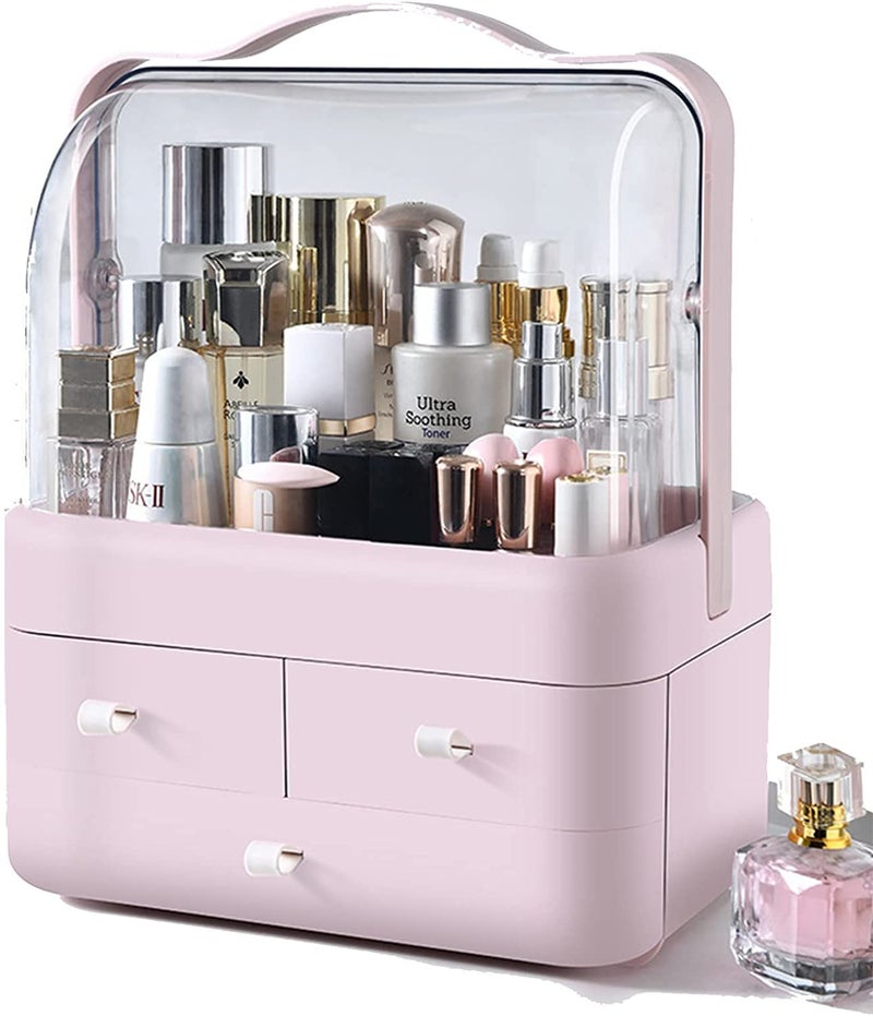 Kriva Acrylic Makeup Cosmetic Storage Box  DustProof Desktop makeup Organizer with 3 drawer For BathroomBedroomDressing TableLipstick Skincare Holder Great for Countertop1pcs - Image 3