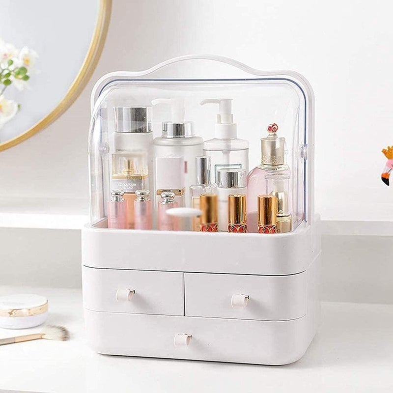 Kriva Acrylic Makeup Cosmetic Storage Box  DustProof Desktop makeup Organizer with 3 drawer For BathroomBedroomDressing TableLipstick Skincare Holder Great for Countertop1pcs - Image 2
