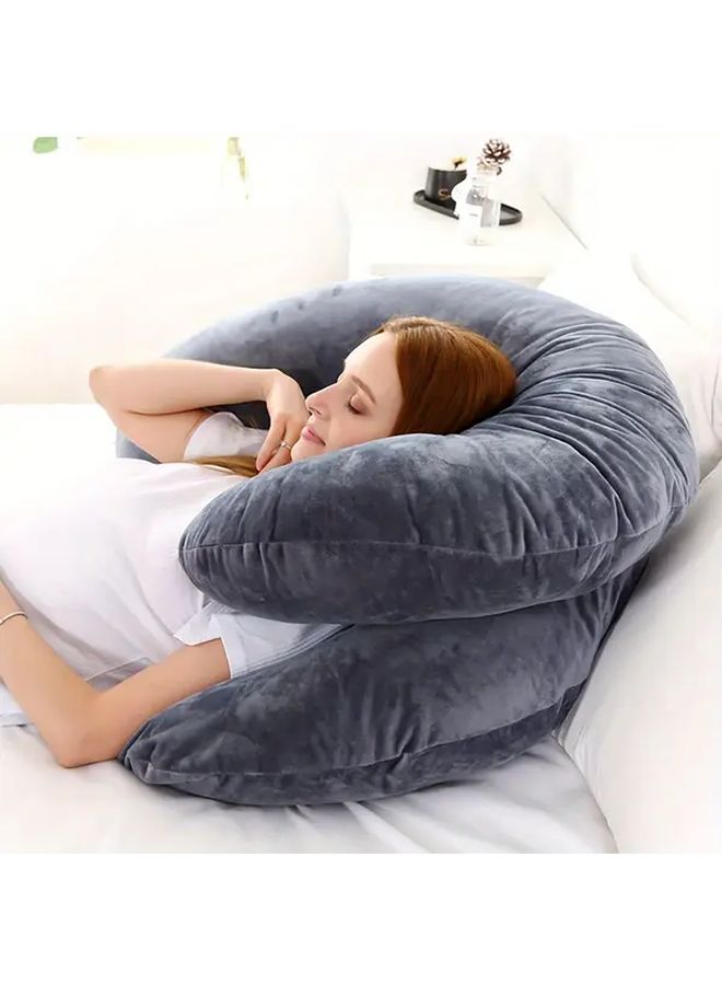 55 Inch U Shaped Maternity Body Pillow For Pregnant Women Full Body Support With C Shaped Lower Legs And Belly Lift Detachable Washable Cover White - Image 4