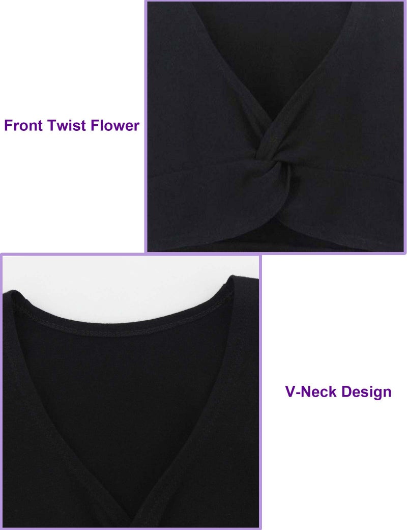 Daydance Black Toddler Girl's Ballet Wrap Tops Cropped V-Neck Dance Shrugs for Leotards, Long Sleeve - Image 3
