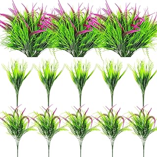 Cindeer Cindeer 12 Bundles Artificial Plants Decor Artificial Outdoor Plants Flowers Fake Plants Artificial Green Shrubs  - Image 1