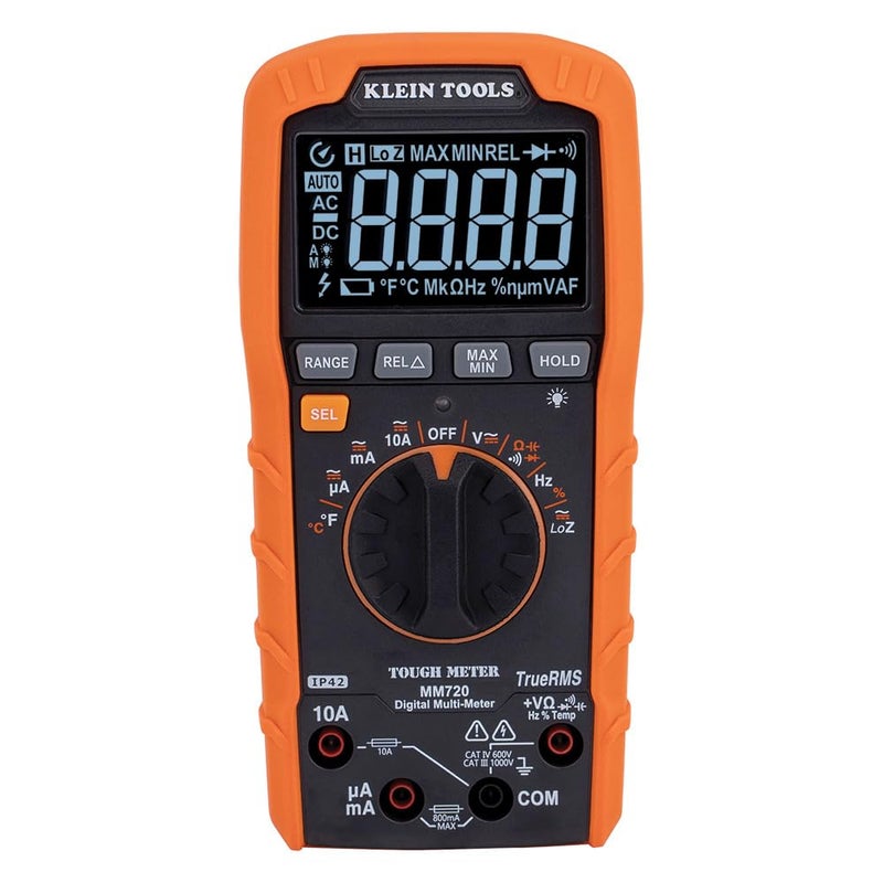 Klein Tools MM720 Digital Multimeter AutoRanging TRMS Low Impedance LoZ 1000V ACDC Voltage 10A ACDC Current 60 MOhms Resistance - Image 2
