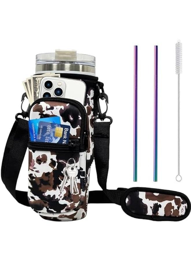 Generic Sport Water Bottle Bag with Adjsutable Strap Bottle Pouch Holder Sleeve for Stanley 40oz Tumbler with Handle for Men/Women Walking Hiking Camping Gym  - Image 1