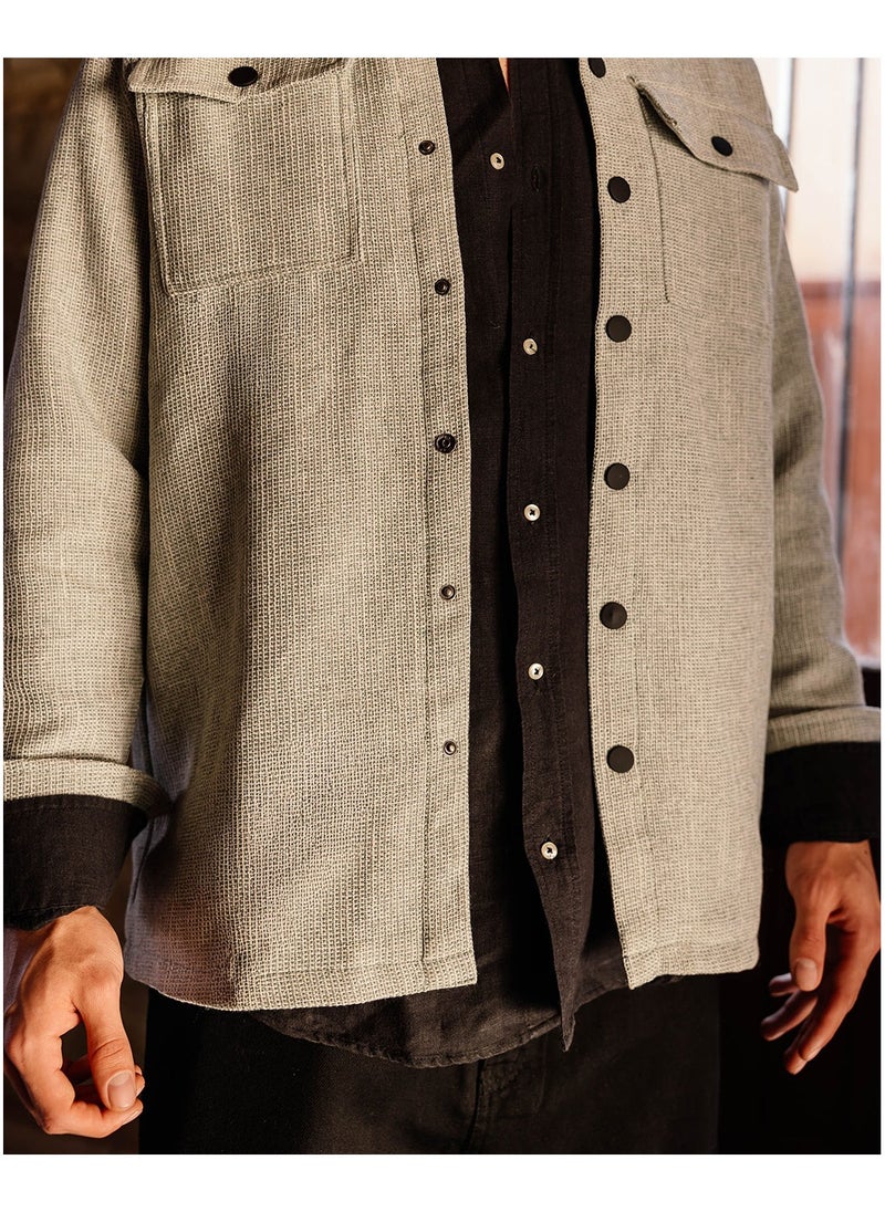 Suit Shop - button-up jacket with woven pattern and pockets - Image 1