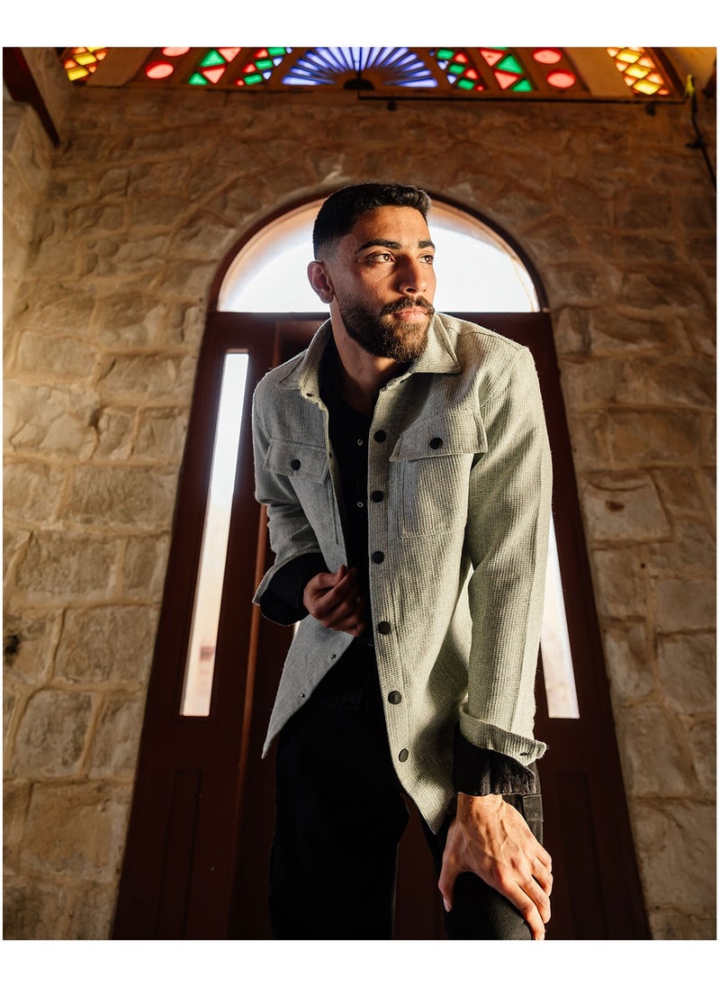 Suit Shop - button-up jacket with woven pattern and pockets - Image 1